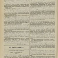 1384 - Page 1378 - Médecine pratique. Un nouveau procédé de traitement de la dysménorrhée. [A. Gaullieur L'Hardy] / Sociétés savantes. Académie des sciences. (Séance du 23 septembre 1907). L'emploi de l'acide arsénieux est-il préventif des trypanosomiases ? MM. Laveran et Thiroux / Le rôle de la rate dans les trypanosomiases. M. Laveran / Lois de l'action de la lumière sur les glycosides, les enzymes, les toxines, les anticorps. MM. Dreyer et Olav Hanssen / Recherches sur la nature chimique de la matière colorante fondamentale des urines. M. Dombrowski