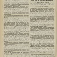 1392 - Page 1386 - XXe Congrès de l'association française de chirurgie. (Paris, 7-12 octobre 1907). Résumé et analyse des rapports. Deuxième question. Des transplantations nerveuses, musculaires et tendineuses dans le traitement des paralysies ; 2° Rapport du Professeur Kirmisson... De la valeur des transplantations tendineuses dans les paralysies. (A suivre) / Deux cas de contusion abdominale par passage d'une roue de voiture. Traitement par laparotomie ; par Victor Pauchet...