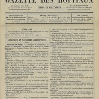 1399 - Page 1393 - Sommaire / Chronique et nouvelles scientifiques. Hôpitaux de Paris / Distinctions honorifiques / Programme scientifique du IXe Congrès de médecine. (Voir la suite des Nouvelles, p. 1403)