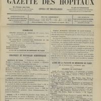 1435 - Page 1429 - Sommaire / Chronique et nouvelles scientifiques. Hôpitaux de Paris / Guerre / Marine / Bureau municipal d'hygiène de Saint-Étienne / Actes de la Faculté de médecine de Paris. Du 28 octobre au 2 novembre 1907). Examens de doctorat