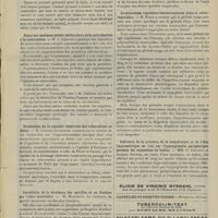 1445 - Page 1439 - Sociétés savantes. Société de biologie. (Séance du 12 octobre 1907). Propriétés immunisantes du sérum d'un malade convalescent d'oedème charbonneux de la face. MM. G. Guillain, L. Boidin et N. Fiessinger / Notes sur quelques points particuliers de la cuti-réaction à la tuberculose. M. J. Lemaire / Diminution de la capacité chlorurée des tuberculeux au début. M. Laignel-Lavastine / Instabilité de la virulence des spirilles et sa fixation par l'hôte invertébré. M. Marchoux / Le mécanisme régulateur des leucocytoses intra et extravasculaire. M. Froin / Influence de la pression, de la température et de l'état hygrométrique de l'air sur l'hyperglobulie périphérique pendant les ascensions en ballon. MM. O. Crouzon et Jacques Soubies