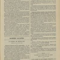 1501 - Page 1495 - De la néphrite syphilitique secondaire aiguë et de son traitement par le mercure ; par Jean Ferrand... (Travail de la clinique et du laboratoire du Professeur Debove à l'hôpital Beaujon) / Sociétés savantes. Académie de médecine. (Séance du 29 octobre 1907). Audition et phonation chez les sourds-muets. M. Marage / Origine des cellules sexuelles et leur répartition primitive chez l'embryon de certains vertébrés. M. Henneguy / Rôle des extenseurs et des fléchisseurs dans la préhension manuelle. M. Rémy / Société de médecine de Paris. (Séance du 26 octobre 1907). Le vin au point de vue de l'hygiène alimentaire. M. Lematte