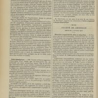 1550 - Page 1544 - Sociétés savantes. Société médicale des hôpitaux. (Séance du 8 novembre 1907). Etude clinique et physiologie pathologique d'un cas d'oedème charbonneux de la face terminé par la guérison. MM. Georges Guillain, L. Boidin et A. Gy / Ictère hémolytique. MM. Vaquez et Giroix / Types divers d'ictères hémolytiques avec anémie. Recherche de la résistance globulaire par le procédé des hématies déplasmatisées. MM. Widal et Abrami / Société de chirurgie. (Séance du 7 novembre 1907). Dilatation congénitale du côlon ou mégacôlon. M. Tuffier