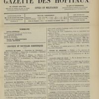 1567 - Page 1561 - Sommaire / Chronique et nouvelles scientifiques. Hôpitaux de Paris / Hôpitaux de Province / Facultés de médecine / Écoles de médecine / Faculté libre de Lille / Association corporative des étudiants en médecine / Guerre