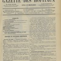 1579 - Page 1573 - Sommaire / Chronique et nouvelles scientifiques. Hôpitaux de Paris / Hôpitaux de Province / Distinctions honorifiques / Association de la presse médicale française. (Voir la suite des Nouvelles, p. 1581)
