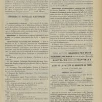 1587 - Page 1581 - Pratique médicale. Les injections intra-utérines en obstétrique. [Dr Em. Dermoz] / Chronique et nouvelles scientifiques. (Suite). La Bibliothèque Charcot / Nécrologie / Amphithéâtre d'anatomie des hôpitaux / Association d'enseignement médical des hôpitaux / Toulouse / Actes de la Faculté de médecine de Paris. Du 20 au 23 novembre 1907. Examens de doctorat / Thèses