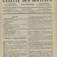 1591 - Page 1585 - Sommaire / Chronique et nouvelles scientifiques. Hôpitaux de Paris / Hôpitaux de Province / Facultés de médecine / Ministère de l'intérieur / Inauguration de la bibliothèque Charcot à la Salptêrière