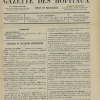 1603 - Page 1597 - Sommaire / Chronique et nouvelles scientifiques. Hôpitaux de Paris / Faculté de médecine de Paris / Écoles de médecine / Association des médecins légistes / Académie royale de médecine de Belgique / Souscription