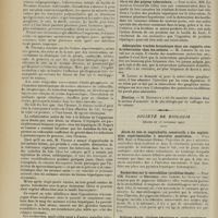 1632 - Page 1626 - Sociétés savantes. Académie de médecine. (Séance du 26 novembre 1907). Tétanos médical. M. Vincent / Conceptions diverses sur l'action antitoxique du foie vis-à vis des poisons tuberculeux. MM. Lemoine et Girard... / Adénopathie trachéo-bronchique dans ses rapports avec la tuberculose chez les enfants. M. Leroux / Election. M. Henneguy / Société de biologie. (Séance du 23 novembre 1907). Abcès du foie et angiocholite consécutifs à des septicémies expérimentales à microbes anaérobies. MM. Rist et Ribadeau-Dumas / Recherches sur le stercobiline (urobiline fécale). MM. Gilbert et Herscher / Sclérose rénale, cirrhose hépatique et ascite expérimentale par les sels de potasse. MM. Frouin et Mauté