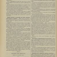 1730 - Page 1724 - Sociétés savantes. Société médicale des hôpitaux. (Séance du 13 Décembre 1907). Recherches sur la présence du spirochaete pallida dans le système nerveux de l'homme au cours de la syphilis acquise et héréditaire. MM. P. Ravaut et A. Ponselle / Aphasie motrice et sensorielle par double ramollissement frontal et temporal. MM. Laignel-Lavastine et Jean Troisier / Société de biologie. (Séance du 14 décembre 1907). Recherches expérimentales sur la toxicité des tabacs dits dénicotinisés. MM. G. Guillain et A. Gy / Hématoblastes des ovipares. MM. Achard et Aynaud / De la teneur en albuminoïdes du sérum sanguin. M. A. Javal / Recherches sur la genèse des hématies granuleuses. MM. A. Chauffard et N. Fiessinger