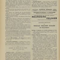 1742 - Page 1736 - Sociétés savantes. Académie de médecine. (Séance du 17 décembre 1907). Un cas de chromidrose. M. Blanchard / Hygiène et épidémies des casernes. M. Delorme / Un nouvel anesthésique local. M. Reynier / La loi de 1902 en Algérie. M. Vincent / Félicitations académiques. M. le Professeur Laveran / Société de médecine de Paris. (Séance du 14 décembre 1907). Syphilis et cancer. M. Richelot / Assemblée générale / Articles originaux des principales publications françaises et étrangères. Bulletins et mémoires de la Société anatomique de Paris / Bulletin général de thérapeutique / Gazzetta degli ospedali e delle cliniche
