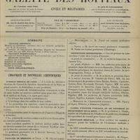 0025 - Page 13 - Sommaire / Chronique et nouvelles scientifiques. Syndicat médical de Paris / Facultés de médecine / Distinctions honorifiques / Conseil d'hygiène publique et de salubrité du département de la Seine / Assistance médicale