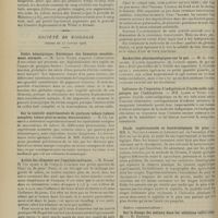 0066 - Page 54 - Sociétés savantes. Société médicale des hôpitaux. (Séance du 10 janvier 1908). Rupture traumatique des valvules aortiques. MM. Claisse et Joltrain / Société de biologie. (Séance du 11 janvier 1908). Ictère hémolytique. Résistance des hématies sensiblement normale. M. Léon Tixier / Sur la toxicité expérimentale de quelques tabacs (tabacs complets, tabacs plus ou moins dénicotinisés). M. Ch. Lesieur / Action des aliments sur l'amylase salivaire. M. Roger / Activité leucocytaire. MM. Achard et Feuillié / Recherches pharmacologiques sur le gui. M. L. Chevalier / Influence de l'ingestion d'indigotine et d'acide sulfo-indigotique sur l'indoxylurie. MM. Labbé et Vitry / Etude expérimentale et bactériologique du pian. MM. L. Nattan-Larrier et Levaditi