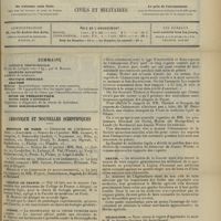 0073 - Page 61 - Sommaire / Chronique et nouvelles scientifiques. Hôpitaux de Paris / Collège de France / Guerre / Distinctions honorifiques / L'affaire de Jeanne Weber à la société de médecine légale / Gratis / Nécrologie / Renseignements