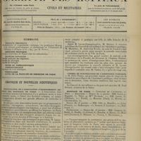 0097 - Page 85 - Sommaire / Chronique et nouvelles scientifiques. Inauguration de l'association d'enseignement médical des hôpitaux de Paris / Conseil de surveillance de l'assistance publique / Hôpitaux de Paris / Facultés de médecine. (Voir la suite des nouvelles, p. 94)