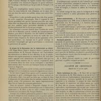 0102 - Page 90 - Sociétés savantes. Société médicale des hôpitaux. (Séance du 17 janvier 1908). Dilatation idiopathique de l'oesophage (sans sténose organique). Traitement par les courants de haute fréquence. MM. Thiroloix et Bensaude / A propos de la discussion sur la tuberculose au début. M. Edgar Hirtz / Rétrécissement congénital de l'oesophage infranchissable opéré et guéri par l'oesophagoscopie. M. Guisez / Gastro-entérostomie. M. Galliard / Paralysie générale. M. Marie... / Société de chirurgie. (Séance du 15 janvier 1908). Kyste hydatique du rein. M. Bazy