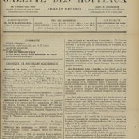 0121 - Page 109 - Sommaire / Chronique et nouvelles scientifiques. Hôpitaux de Paris / Hôpitaux de province / Facultés de médecine / Médaille des épidémies / Guerre / Les huîtres et la fièvre typhoïde / Les épidémies dans l'armée / La déclaration obligatoire de la syphilis / Société médicale des bureaux de bienfaisance de Paris / Statistique