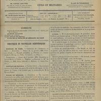 0133 - Page 121 - Sommaire / Chronique et nouvelles scientifiques. Hôpitaux de Paris / Hôpitaux de province / Écoles de médecine / Ministère de l'intérieur / Guerre / Société d'études scientifiques sur la tuberculose / Conférence publique d'internat