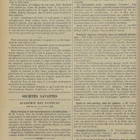 0142 - Page 130 - Éloge de Jules Rochard (1819-1896) lu à la séance annuelle de la société de chirurgie le 22 janvier 1908 ; par M. Félizet... / Sociétés savantes. Académie des sciences. (Séance du 25 janvier 1908). Oculo-réaction et non-accoutumance à la tuberculine. M. H. Vallée / Société médicale des hôpitaux. (Séance du 25 janvier 1908). Insuffisance aortique et traumatisme. M. Emile Sergent / Paralysie générale infantile chez une imbécile épileptique. MM. L. Marchand et H. Nouet / Oculo et cuti-réaction chez les enfants. M. Comby / Atrophie d'origine digestive. M. Variot / Un cas fruste de syndrome de Mickulicz chez un infantile. MM. I. de Jong et H. Joseph