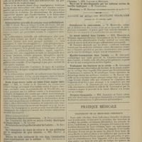 0153 - Page 141 - Sociétés savantes. Société de biologie. (Séance du 25 janvier 1908). Sur la mécanisme de l'oculo-réaction à la tuberculine. L'oculo-réaction est-elle spécifique ? M. F. Arloing / Sédimentation naturelle de certains sangs pathologiques. MM. P.-Emile Weil et Octave Claude / Etude d'une levure isolée au cours d'une angine chronique. MM. A. Clerc et A. Sartory / Société de médecine militaire française. (Séance du 23 janvier 1908). Désinfection du casernement. M. Mareschal / Le secret médical dans l'armée. MM. Marotte et Weitzel / Hystéro-traumatisme dans l'armée. M. Chavigny / Traitement des fractures de la rotule. M. Couteaud / Purpura rhumatoïde. MM. Tarrieux et Vidal / Pratique médicale. Traitement de la bronchite chronique. [Grandet]