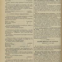 0174 - Page 162 - Formulaire. Posologie des nitrites. (Vaquez, in Arch. des mal. du coeur, des vaisseaux et du sang, janv. 1908, n° 1) / Sociétés savantes. Académie des sciences. (Séance du 27 janvier 1908). Modifications du sang provoquées par l'injection d'atropine ou de peptone par le canal cholédoque. MM. Doyon et Cl. Gautier / Essai sur la greffe des tissus articulaires. M. Judet / Sur le « bacillus endothrix », nouvelle bactérie parasite du cheveu. M. Fernand Gueguen / Société médicale des hôpitaux. (Séance du 31 janvier 1908) / Méningite cérébro-spinale aiguë, consécutive à une otite sans mastoïdite. Trépanation hâtive. Hernie du cerveau, guérison. MM. H. Dufour et Lenormant