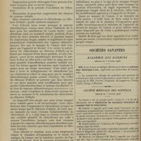 0210 - Page 198 - Adaptation du masque de Camus sur l'appareil de Ricard. Dans l'anesthésie mixte par le chlorure d'éthyle et le chloroforme ; par Fernand Lemaitre... / Sociétés savantes. Académie des sciences. (Séance du 3 février 1908). MM. Louis et Adolphe Minet : Nouveau four électrique à arc / Société médicale des hôpitaux. (Séance du 7 février 1908). Diminution du murmure vésiculaire du sommet dans la tuberculose. M. Fernet