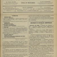 0241 - Page 229 - Sommaire / Paris, le 17 février 1908 / Chronique et nouvelles scientifiques. Hôpitaux de Paris / Congrès des praticiens / Guerre