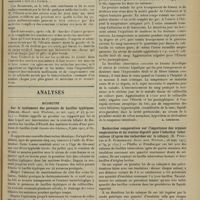 0247 - Page 235 - Intérêts professionnels. Les accidents du travail simulateurs et médecins marrons / Analyses. Médecine. Sur le traitement des porteurs de bacilles typhiques (Dehler. Munch. med. Wochens...). [A. Lemierre] / Le bacterium coli commune comme agent de septicémie dans deux cas d'affections abdominales. (E. Krencker. Munch. med. Wochens...). [A. Lemierre] / Recherches comparatives sur l'importance des organes respiratoires et du tractus digestif pour l'infection tuberculeuse (d'après des recherches sur le cobaye). (R. Pfeiffer et E. Friedberger. Deuts. med. Wochens...). [A. Lemierre]