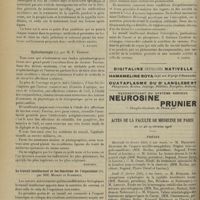 0250 - Page 238 - Livres nouveaux. Traitement de la syphilis, par MM. Jacquet et Ferrand. [P. Ravaut] / Ophtalmologie, par M. F. Terrien. [Monthus] / Le travail intellectuel et les fonctions de l'organisme, par MM. Mairet et Florence. [P. Camus] / Actes de la Faculté de médecine de Paris du 20 au 29 février 1908. Thèses
