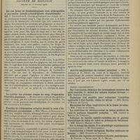 0259 - Page 247 - Sociétés savantes. Académie de médecine. (Séance du 11 février 1908). Gastrectomie totale. M. Delagenière / Société de biologie. (Séance du 15 février 1908). Sur une forme de dyschondroplasie avec arthropathies et micromélie (pseudo-achondroplasie rhumatismale). MM. F. Raymond et H. Claude / Les lipoïdes des globules rouges du sang. Préparation. Propriétés physiques. M. Iscovesco / Troubles de l'élimination urinaire devant la crise d'hémoglobinurie paroxystique. MM. Widal et Rostaine / Activité amylolytique du contenu intestinal. MM. L. Ambard et E. Bruit