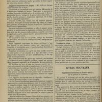 0294 - Page 282 - Sociétés savantes. Académie de médecine. (Séance du 25 février 1908). L'artério-sclérose. M. Teissier... / L'appareil suspenseur du larynx. M. Sébileau / Société de chirurgie. (Séance du 19 février 1908). Cancer de la vésicule biliaire, résection partielle du foie. M. Picqué / Prothèse du crâne. M. Morestin / Livres nouveaux. Expéditions lointaines ou d'outre-mer, par le Général F. Canonge. [L. Le Sourd]