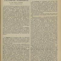 0303 - Page 291 - Revue générale. Diagnostic et traitement de l'éclampsie puerpérale ; par MM. Stern et Burnier... I. Diagnostic / II. Prodromes