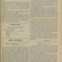 0331 - Page 319 - Sociétés savantes. Académie de médecine. (Séance du 3 mars 1908). Etude clinique de 300 cas d'ophtalmo-réaction à la tuberculine. M. E. Ausset... / Formulaire. Séborrhéides eczématiformes / Livres nouveaux. Physiologie de l'aéronaute, par le Docteur Jacques Soubies. [Jean Ferrand] / L'angoisse, par Paul Bru. [L. Gayard]