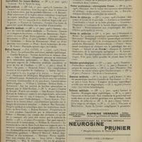 0333 - Page 321 - Articles originaux des principales publications françaises et étrangères. Centralblatt fur innere Medizin / Nord médical / Marseille médical / Medical Record / Medizinische Blaetter / Pédiatrie pratique / Pester medizinisch = chirurgische Presse / Revue de chirurgie / Revue de médecine / Semaine gynécologique / Semaine médicale / Tribune médicale / Notes pour l'internat. Racines rachidiennes