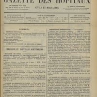 0349 - Page 337 - Sommaire / Chronique et nouvelles scientifiques. Hôpitaux de Paris / Faculté de médecine de Paris / Guerre / Marine / Ministère de l'intérieur / Distinctions honorifiques / Les accidents du travail au conseil des ministres / La maison du médecin / Hôpital Beaujon