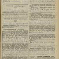 0369 - Page 357 - Congrès. Congrès international de la tuberculose / Notes de thérapeutique. Posologie de la digitaline dans l'artério-sclérose avec néphro-sclérose et bruit de galop / Chronique et nouvelles scientifiques. (Suite). Marine / Ministère de l'intérieur / Distinctions honorifiques / Hôpital Saint-Antoine