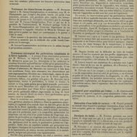 0380 - Page 368 - Sociétés savantes. Société de chirurgie. (Séance du 11 mars 1908). Cancer du caecum. M. Ricard / Traitement des hémarthroses du genou. M. Rochard / Traitement chirurgical des perforations intestinales de la fièvre typhoïde / Appareil pour anesthésie par l'éther. M. Ombrédanne / Extraction d'une balle du cerveau. M. Picqué / Paralysie du facial. M. Tuffier / Appareils pour fracture des mâchoires. M. Sébileau