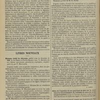 0392 - Page 380 - Pratique médicale. La médication de la toux ; l'efficacité de l'hélénine et ses avantages / Livres nouveaux. Nouveau traité de chirurgie, publié sous la direction de MM. A. Le Dentu et Pierre Delbet ;... Maladies des os ; lésions infectieuses, parasitaires, trophiques, néoplasiques, par P. Mauclaire. [Etienne le Sourd] / Introduction à la psychiatrie clinique de Kraepelin. Traduction de M. A. Devaux et de M. le Professeur Merklen ; préface de M. E. Dupré. [P. Camus] / Effets de l'ingestion du suc gastrique de porc sur la sécrétion et le fonctionnement de l'estomac au cours de certaines gastropathies, par A. Tricart... [L. Gayard]