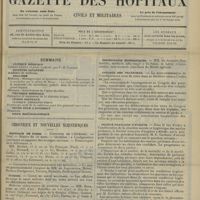 0397 - Page 385 - Sommaire / Chronique et nouvelles scientifiques. Hôpitaux de Paris / Guerre / Distinctions honorifiques / Congrès des praticiens / Société française d'hygiène / Le laboratoire de physiologie du Puits-d'Angle