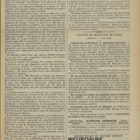 0549 - Page 537 - Sociétés savantes. Société de neurologie. (Séance du 9 avril 1908) / Société de médecine de Paris. (Séance du 10 avril 1908). Adénopathie médiastinale et végétations adénoïdes. M. Dubar / Sur un cas de névrite épileptiforme du pied. M. Margain / Sur l'emploi de l'iodure de potassium dans le traitement de la syphilis. M. Bizard / L'autonomie des Facultés de médecine. MM. Ducor, Le Fur, Chassevent et Leredde