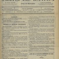 0657 - Page 649 - Sommaire / Chronique et nouvelles scientifiques. Hôpitaux de Paris / Hôpitaux de Province / Faculté de médecine de Paris / Facultés de médecine / Ministère de l'intérieur / Société contre l'abus du tabac / Nouveau journal / Nécrologie / Enseignement de la chirurgie dentaire / Conférence privée d'internat / Actes de la Faculté de médecine de Paris du 18 au 23 mai 1908. Thèses