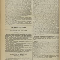 0674 - Page 666 - Tuberculose inflammatoire à forme scléreuse. Scléro-tuberculose et diathèse fibreuse ; par MM. Antonin Poncet et René Leriche / Sociétés savantes. Académie des sciences. (Séance du 4 mai 1908). Nouvelle méthode permettant de constater, par la radiographie, si un enfant déclaré mort a vécu ou n'a réellement pas vécu. M. Ch. Vaillant / Académie de médecine. (Séance du 12 mai 1908). Appendicite chronique. M. Richelot / Tuberculose inflammatoire à forme scléreuse. M. Antonin Poncet, en son nom et au nom de M. R. Leriche / La goutte. M. Legendre / Election / Société médicale des hôpitaux. (Séance du 8 mai 1908). Un cas de contagion de dysenterie amibienne par un convalescent. M. G.-H. Lemoine...