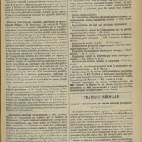 0701 - Page 693 - Sociétés savantes. Société de biologie. (Séance du 16 mai 1908). Influence des tissus sur quelques ferments digestifs (pepsine et pancréatine). MM. Loeper et Ch. Esmonet / Etiologie hydrique des maladies infectieuses et gouttelettes de Flügge. M. Remlinger / Les capsules surrénales dans l'éclampsie puerpérale et la néphrite gravidique. M. Chirié / Localisation nerveuse de la syphilis. MM. Levaditi, Ravaut et Yamanouchi / Septicémie à microbes anaérobies consécutive à une chute dans une fosse d'aisance. M. P. Thaon / Pratique médicale. Comment désodoriser les pertes fétides vaginales ? Par M. O. Lardières