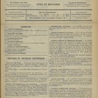 0705 - Page 697 - Sommaire / Chronique et nouvelles scientifiques. Hôpitaux de Paris / Maison départementale de Nanterre / Facultés de médecine / Médaille des épidémies / Conseil supérieur d'hygiène / Société clinique de médecine mentale / Hôpital Saint-Antoine / Leçons cliniques / Cours de coprologie clinique