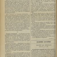 0724 - Page 716 - Revue générale. Symptômes et diagnostic des abcès sous-phréniques ; par M. M. Lance... III. Formes cliniques / IV. Pronostic et terminaison. (A suivre) / Sociétés savantes. Société de chirurgie. (Séance du 20 mai 1908). Les perforations intestinales dans la fièvre typhoïde. M. Michaux