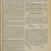 0725 - Page 717 - Sociétés savantes. Société de chirurgie. (Séance du 20 mai 1908). Les perforations intestinales dans la fièvre typhoïde. M. Michaux / Appendicite aigüe dans un sac herniaire chez un enfant de vingt-huit jours. Opération. Guérison. M. Villemin, sur une observation de M. Launay / Tuberculose inflammatoire de l'estomac. Tumeurs et sténoses pyloriques d'origine tuberculeuse. M.A. Poncet, en son nom et au nom de M.R. Leriche / Ablation et réparation de la lèvre inférieure. M. Morestin / Pratique médicale. Le soufre colloïdal en dermatologie
