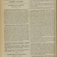 0736 - Page 728 - A propos de la rachistovaine ; par M. Auvray... / Sociétés savantes. Académie des sciences. (Séance du 18 mai 1908). La tuberculose septicémique du cobaye. M. André Jousset / Epithélioma claveleux et nature parasitaire du cancer. M. F.-S. Bosc / Société médicale des hôpitaux. (Séance du 22 mai 1908). Rhumatisme articulaire tuberculeux. M. Antonin Poncet / Le clapotage et la matité déclive dans l'occlusion incomplète de l'intestin. M. Mathieu / Intoxication saturnine. MM. Léon Bernard et Jean Troisier / Sporotrichose expérimentale. MM. de Beurmann, Gougerot et Vaucher