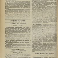 0796 - Page 788 - Médecine pratique. Indications & technique de l'occlusion chirurgicale dans les plaies de l'oeil ; par le Docteur A. Terson... / Sociétés savantes. Académie des sciences. (Séance du 1er juin 1908). La radiographie en médecine légale. M. Bordas / Académie de médecine. (Séance du 9 juin 1908). Sérothérapie antitétanique / Sur la pathomimie. M. Dieulafoy / Société médicale des hôpitaux. (Séance du 5 juin 1908). Anémie aplastique. M. Vaquez (a propos de la récente communication de M. Caussade)