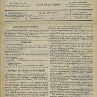 0813 - Page 805 - Sommaire / Chronique et nouvelles scientifiques. Hôpitaux de Paris / Facultés de médecine / Dispensaire général de Lyon / Société de psychiatrie... / La vente des huîtres / Renseignements