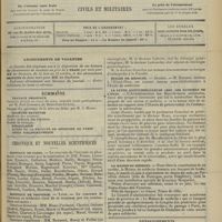 0849 - Page 841 - Sommaire / Chronique et nouvelles scientifiques. Hôpitaux de Paris / Hôpitaux de Province / Facultés de médecine / Écoles de médecine / La lutte antituberculeuse chez les ouvriers de l'état / La maison du médecin / Renseignements